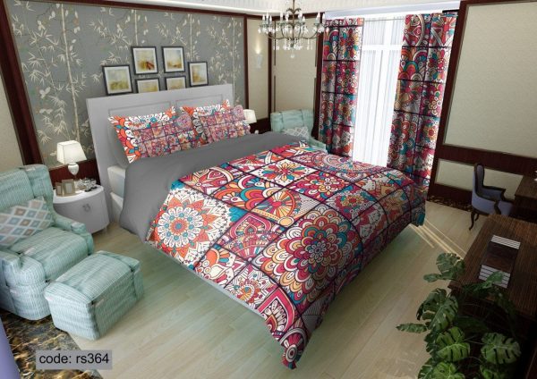 روتختی و ملحفه (دو نفره) طرح گل کد rs364