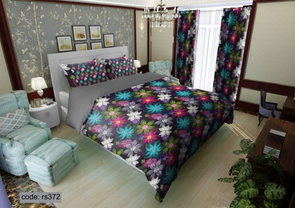 روتختی و ملحفه (دو نفره) طرح گل کد rs372