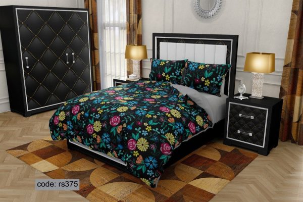 روتختی و ملحفه (دو نفره) طرح گل کد rs375
