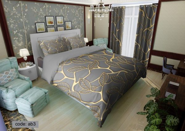 روتختی و ملحفه (دو نفره) طرح برگ کد ab3