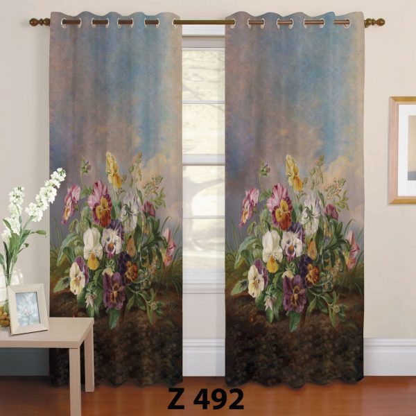 پرده چاپی طرح گل مدل Z 492