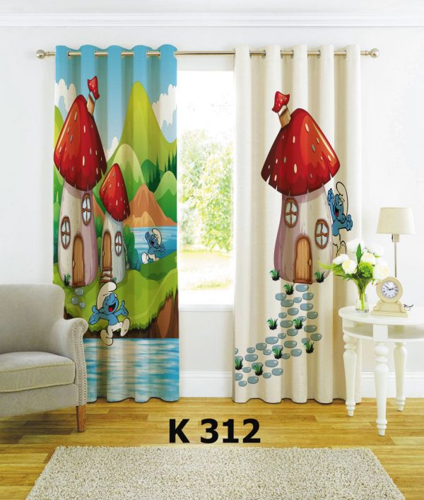پرده چاپی طرح اسمورف ها K312