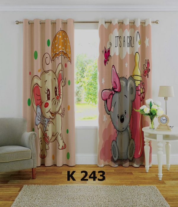 پرده چاپی طرح خرس و فیل K243