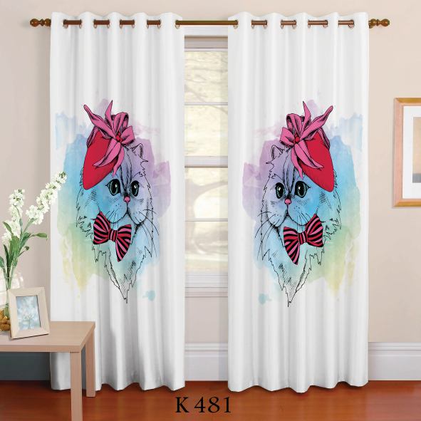 پرده چاپی طرح گربه K481