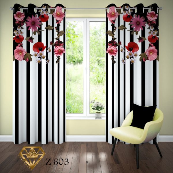 پرده چاپی طرح گل Z603