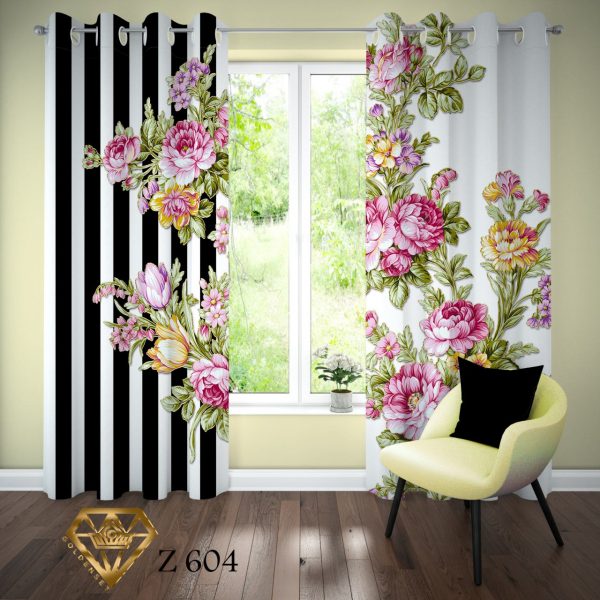 پرده چاپی طرح گل Z604
