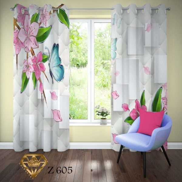 پرده چاپی طرح گل Z605