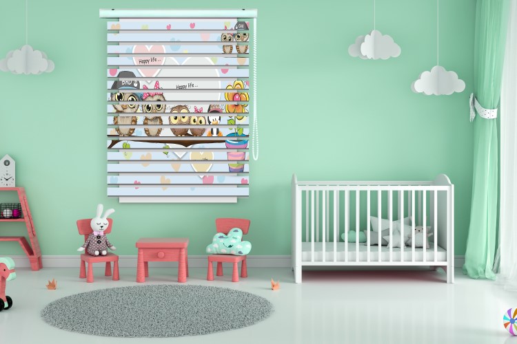 پرده زبرا طرح کودک (جغد) کد ZBK3000