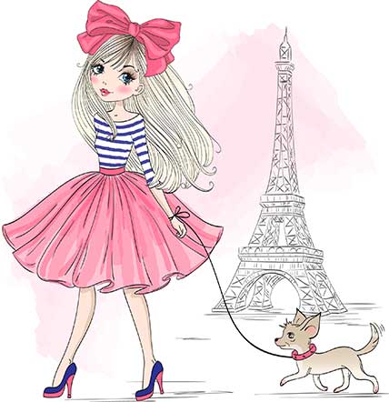 پوستر طرح دختر و برج ایفل K3003