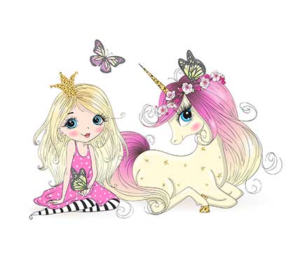 پوستر طرح دختر و اسب تک‌شاخ K3004