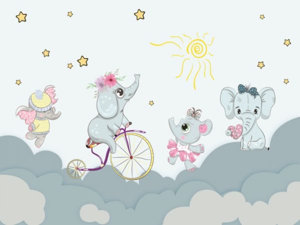 پرده زبرا طرح کودک (موش و فیل) کد ZB3048