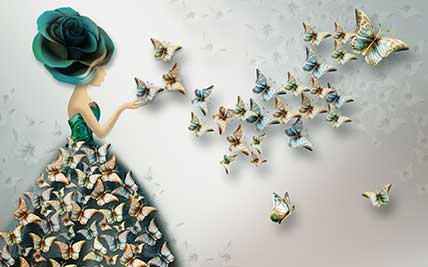 پوستر طرح دختر پروانه‌ای K3049