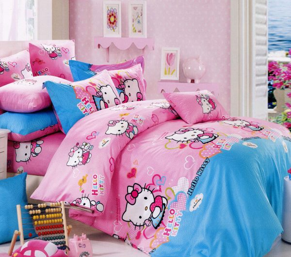 روتختی و ملحفه (دو نفره) طرح کیتی کد Kitty-Blue