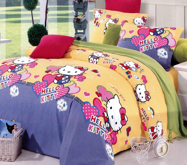 روتختی و ملحفه (دو نفره) طرح کیتی کد Kitty-Yellow