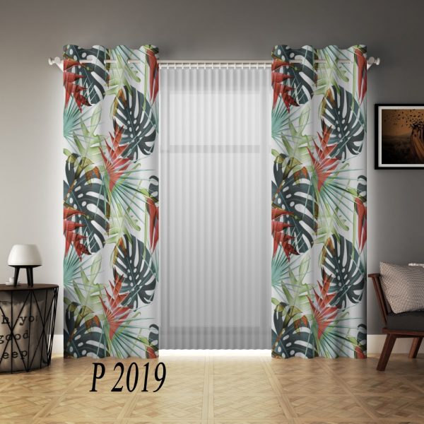 پرده چاپی طرح برگ P2019