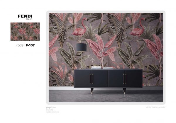 پوستر طرح فلامینگو و برگ F107