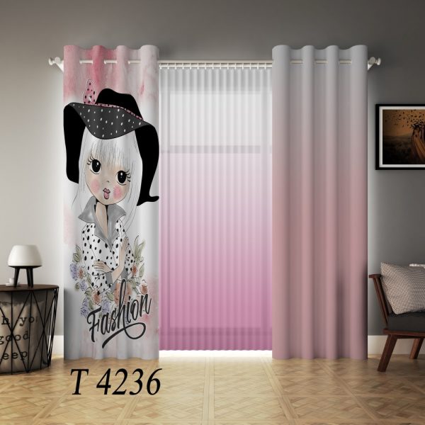پرده چاپی طرح دختر T4236
