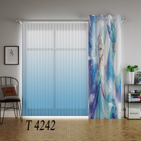 پرده چاپی طرح دختر و پرنده T4242