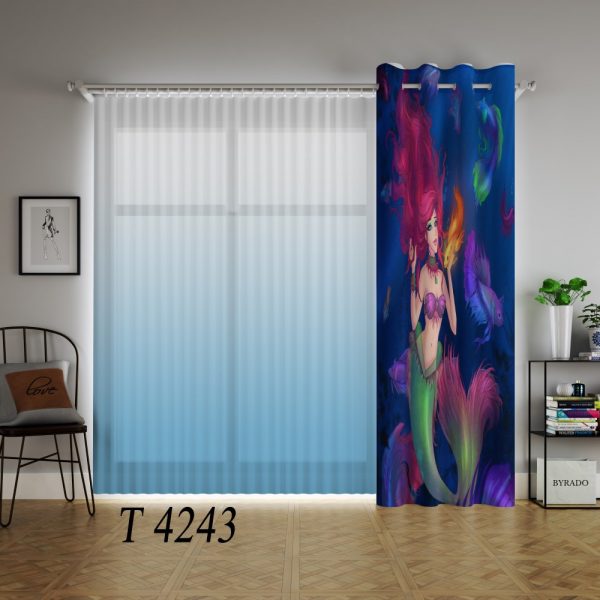 پرده چاپی طرح پری دریایی T4243