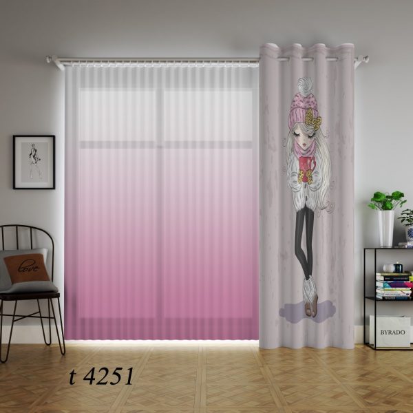 پرده چاپی طرح دختر T4251