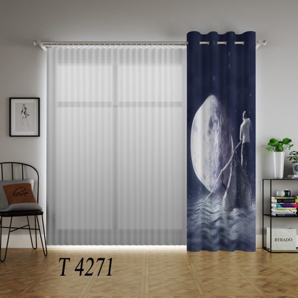 پرده چاپی طرح ماه T4271