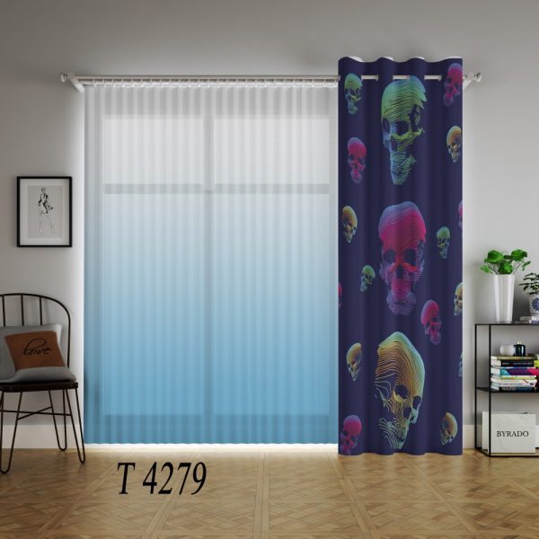پرده چاپی طرح اسکلت T4279