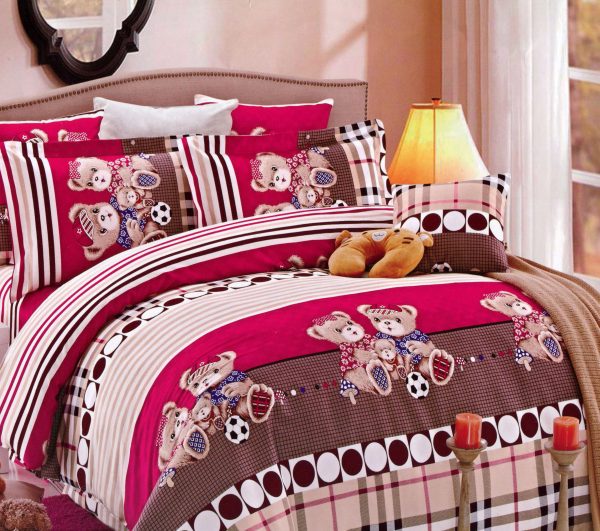 روتختی و ملحفه (دو نفره) طرح شان خرس کد Tedd-Pink