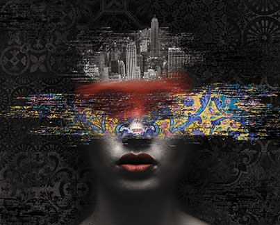 پوستر طرح دختر و شهر W4013