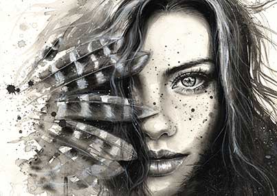 پوستر طرح صورت دختر سیاه و سفید W4050