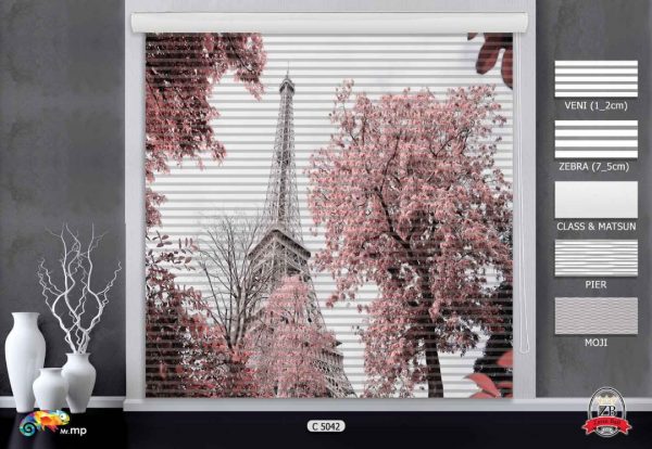 پرده زبرا چاپی طرح پاریس C5042