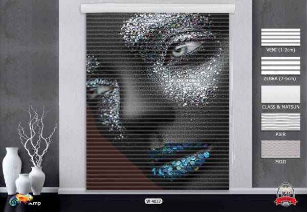 پرده زبرا چاپی طرح دختر W4037