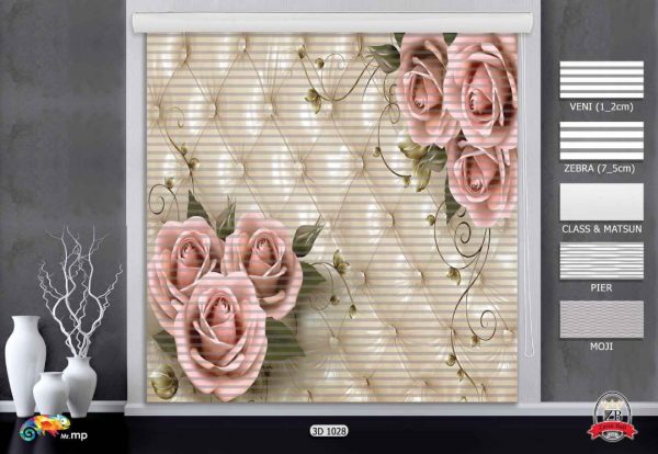 پرده زبرا چاپی طرح گل 3D1028