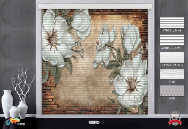 پرده زبرا چاپی طرح گل 3D1029