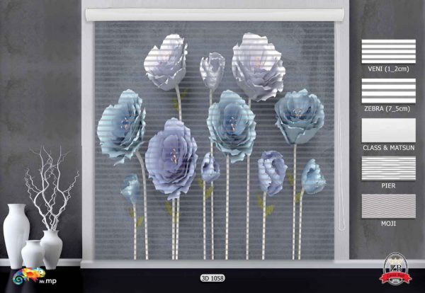پرده زبرا چاپی طرح گل 3D1058