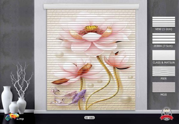 پرده زبرا چاپی طرح گل 3D1082