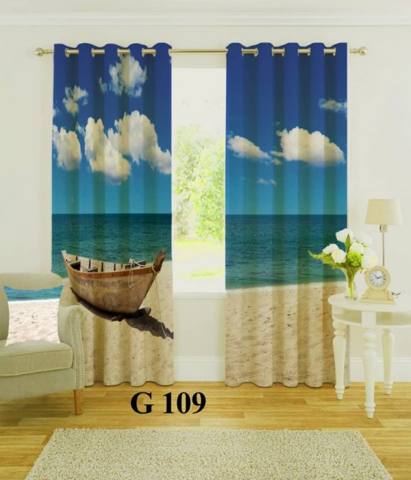 پرده چاپی طرح قایق G109