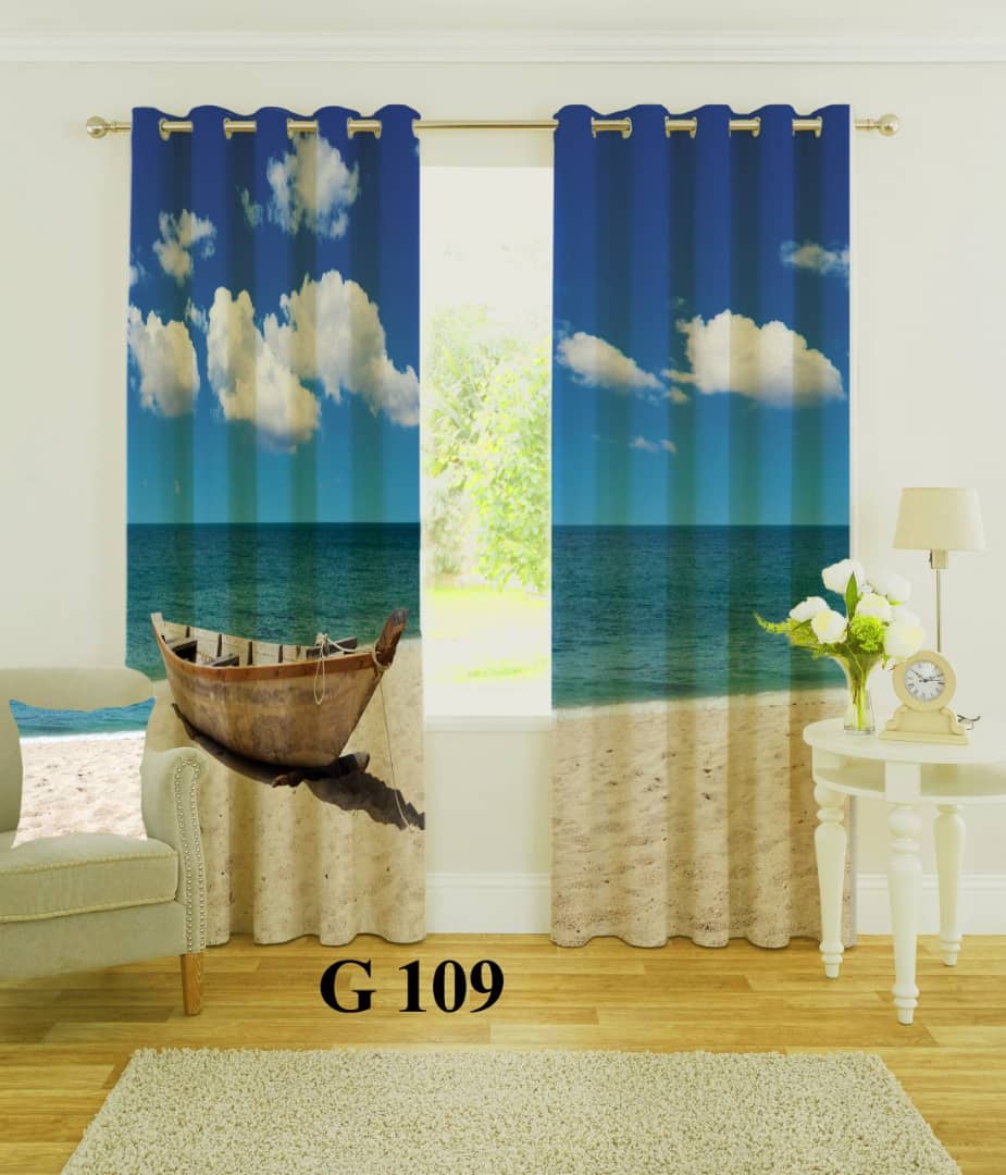 پرده چاپی طرح قایق G109