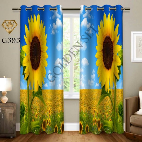 پرده چاپی طرح گل آفتابگردون G395