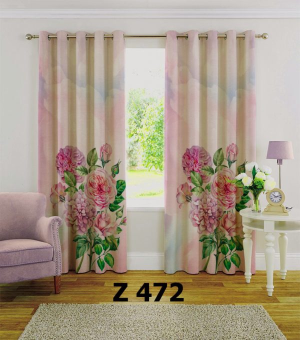 پرده چاپی طرح گلدان با گل Z472