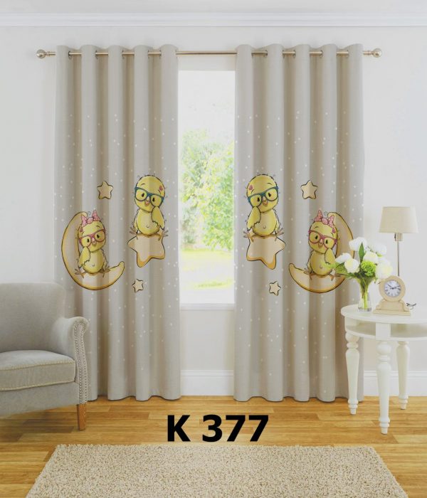 پرده چاپی طرح پرنده و ماه K377