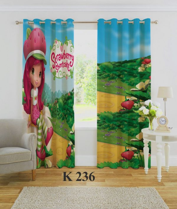 پرده چاپی طرح دختره توت فرنگی K236