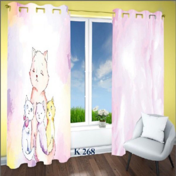پرده چاپی طرح گربه k268
