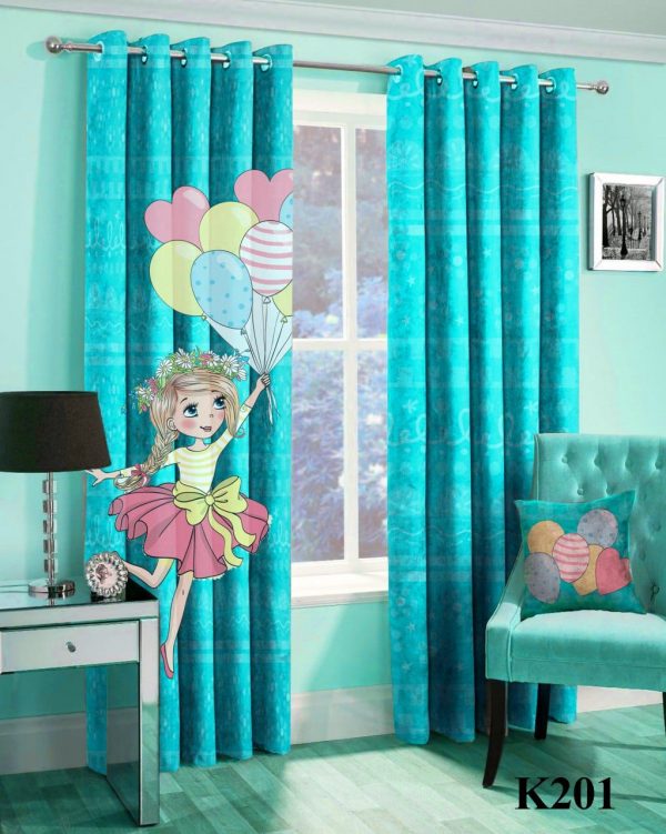 پرده چاپی طرح دختر و بادکنک K201