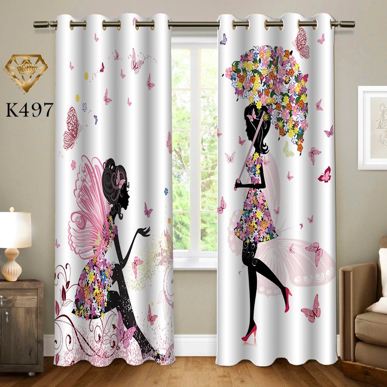 پرده چاپی طرح دختر با گل K497