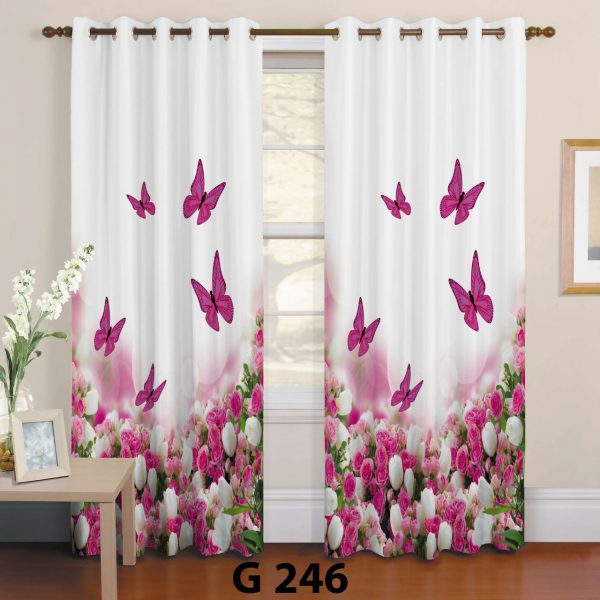 پرده چاپی طرح گل و پروانه G246