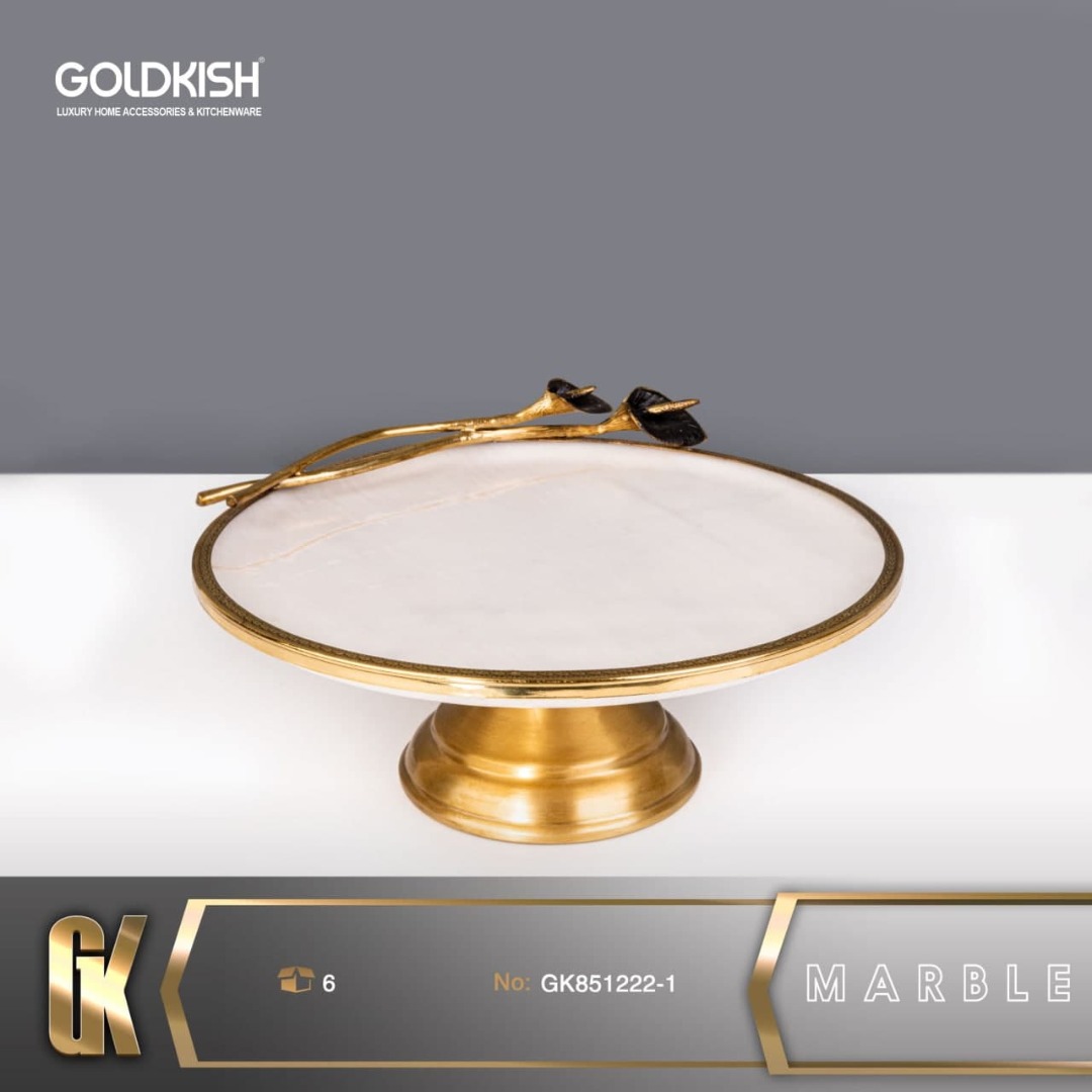 ظروف STONE شیرینی پایه دار سفيد GK851222-1