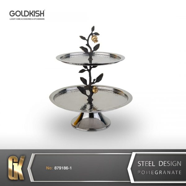 ظروف استيل شیرینی خوری دو طبقه GK879186-1 Ruby