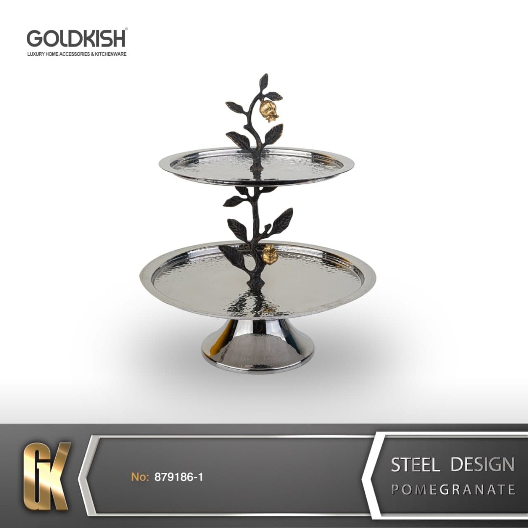 ظروف استيل شیرینی خوری دو طبقه GK879186-1 Ruby
