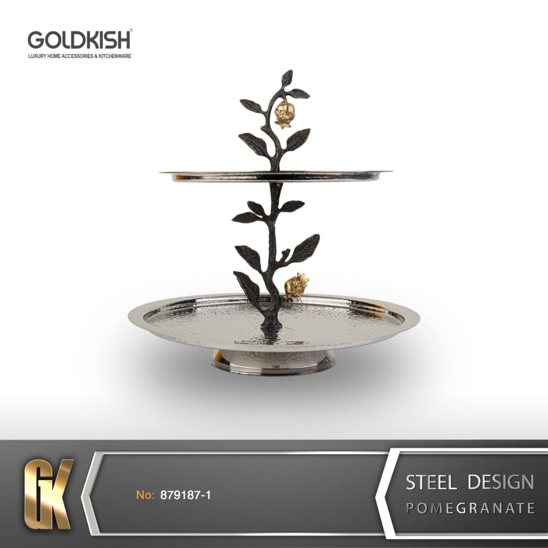 ظروف استيل شیرینی خوری دو طبقه GK879187-1 Ruby