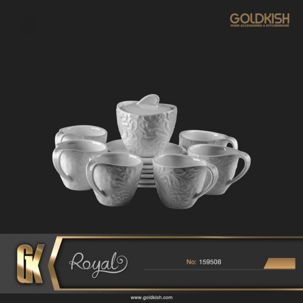 ست آشپزخانه سرویس فنجان و قندان طرح Royal مدل GK159508